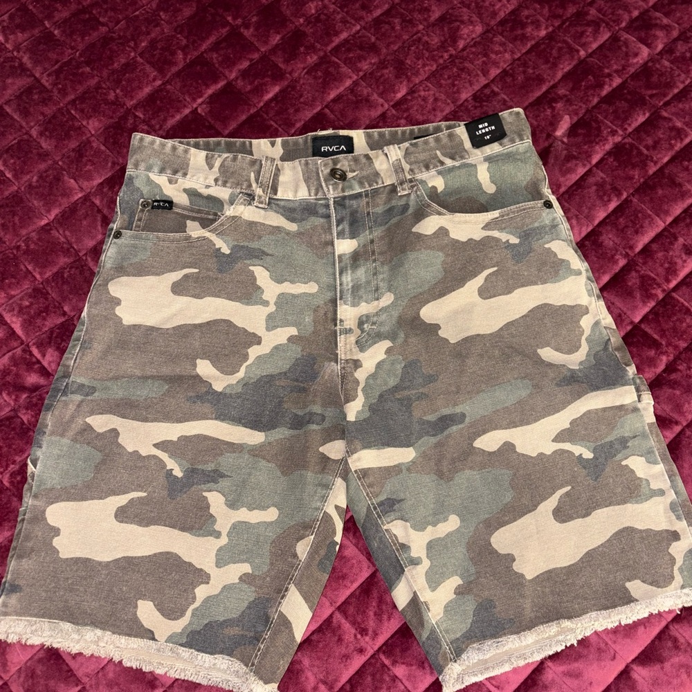 RVCA Men's Green Camo Jean Shorts